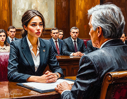 Юрист защищает интересы клиента в суде